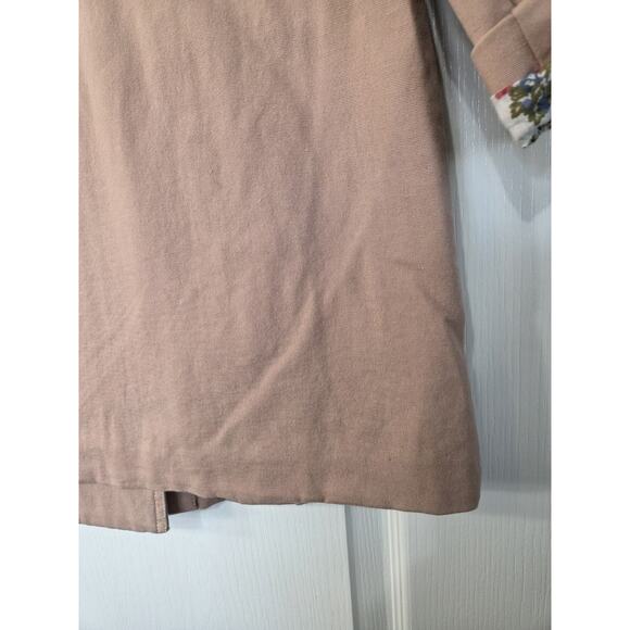 Sundance Tan Cotton Double Breasted Floral Lining Neutral Peacoat Jacket Size XS - Picture 13 of 14